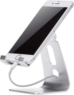 Amazon Basics Adjustable Cell Phone Stand for iPhone and Android , Silver