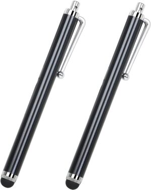 2PC Black Smart Phone Pen Stylus, Silicone Tip Pens for Touch Screen Devices, Compatible with Tablets, Mobile Phones, Laptops, iPad, iPhone, Samsung Galaxy Note/Tablet, Android - By TRIXES